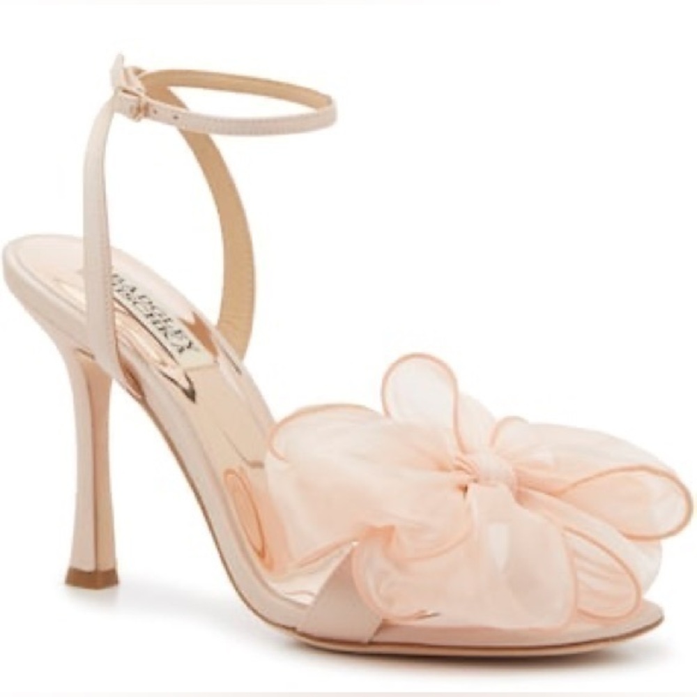 Badgley Mischka Nessie Blush‎ Stiletto Heel Bow Sandals Size 8.5